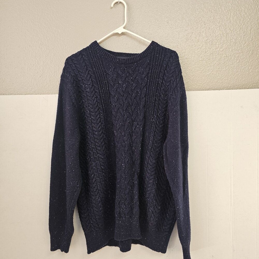 Roundtree & Yorke Vintage Navy Flecked Sweater Sz Large Y2K Lagenlook Cozy E0547